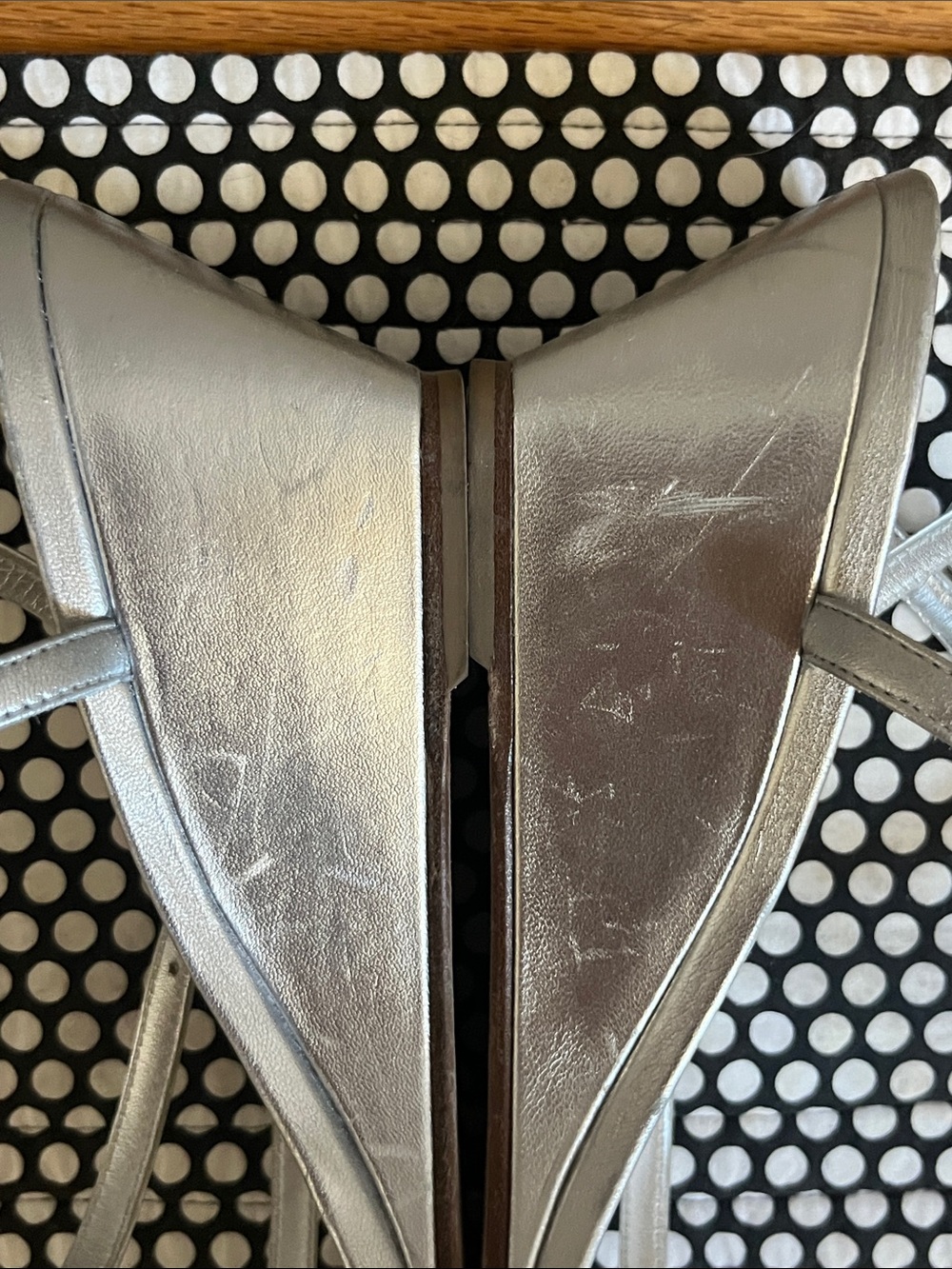 Stuart Weitzman Metallic Silver Wedge Sandals - Picture 4 of 6